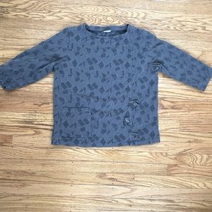 Vintage 100% cotton gray quarter sleeve shirt with mono geo design by CMC